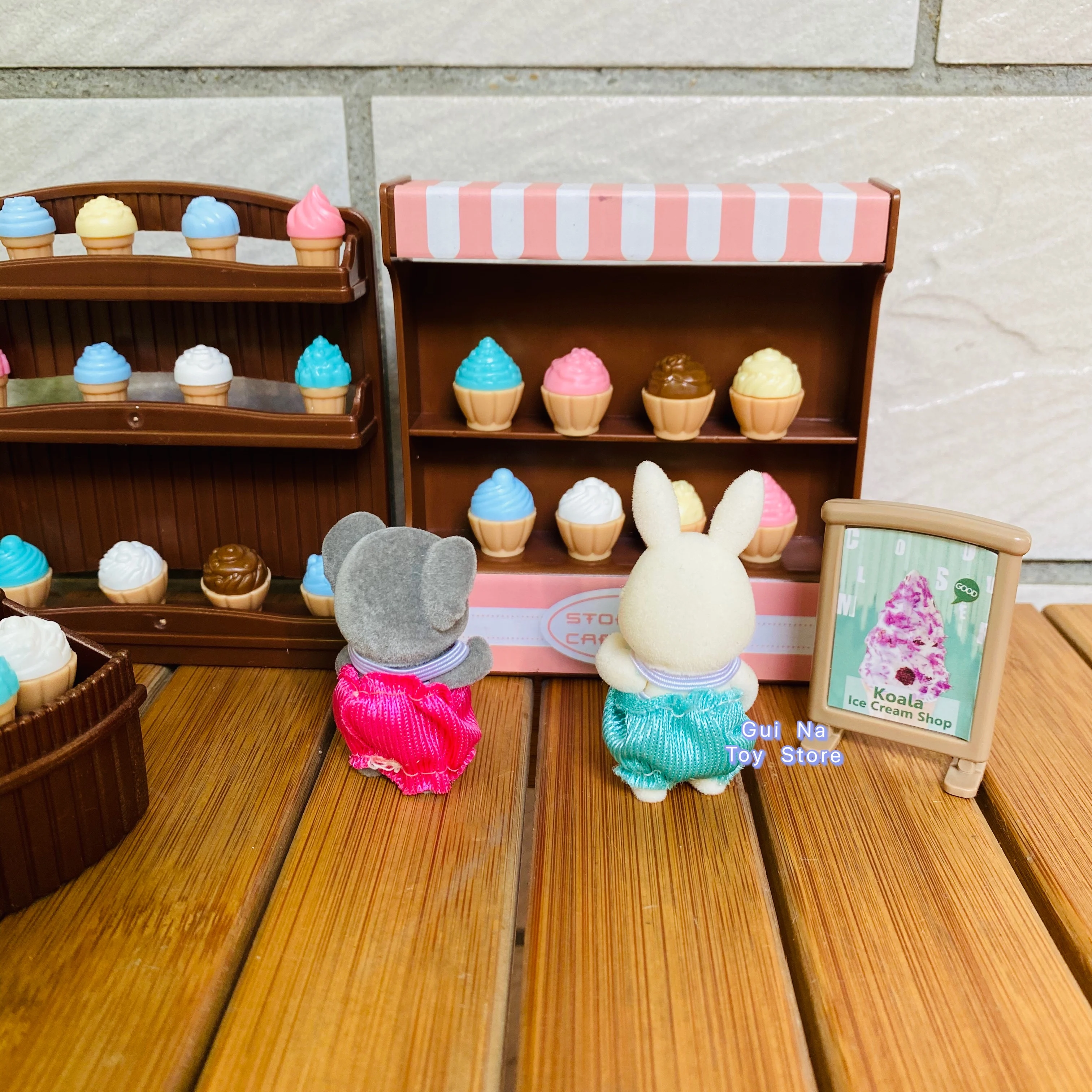 1/12 Forest Rabbit Animal Family Icecreamshop Set Toy Miniature Dollhouse Furniture Accessories Birthday Gift Toys For Girls 4
