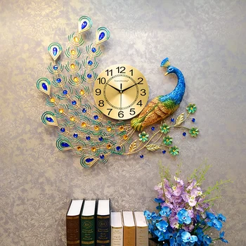 

Creative Peacock Wall Clock Large Abstract Personality Modern Design Living Room Wall Clock Nordic Simple Home Decor New DA60WC