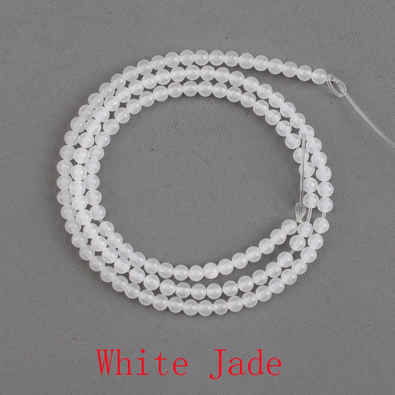White Jade Натуральный камень Агаты Амазонит гранат Turquoises Лазурит Круглые свободные бусины для самостоятельного изготовления ювелирных изделий браслет ожерелье 2 мм 3 мм - Цвет: White Jade