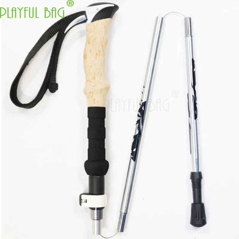 Outdoor activities amateur neutral fold pole rod 7075 Aluminum Alloy Mountaineering Cane Five Folding Steel Balls Locking ZK16