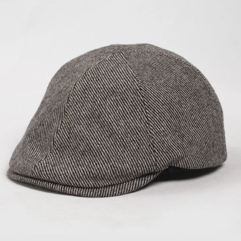 Khaki Striped Модные клетчатые/Полосатые шапки унисекс с козырьком на осень и зиму, винтажные женские береты для девушек, шапка для женщин и мужчин, английские теплые береты Boina - Цвет: Khaki Striped
