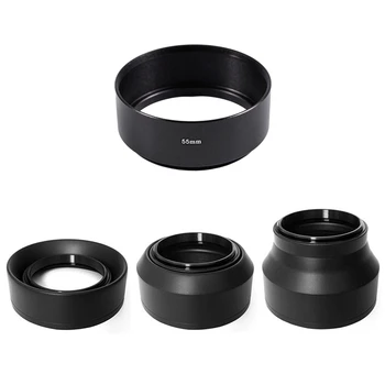 

1pcs Replacement Screw in Mount 55mm Camera Metal Lens Hood Black & 1pcs UV Graduated Lens Filter Rubber Hood 67mm
