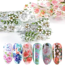 10 шт./компл. цветочный фон для ногтей, ногтевое искусство, переводные наклейки 3D цветы листьев конструкций для украшения клей обертывания татуировки Маникюр TR787