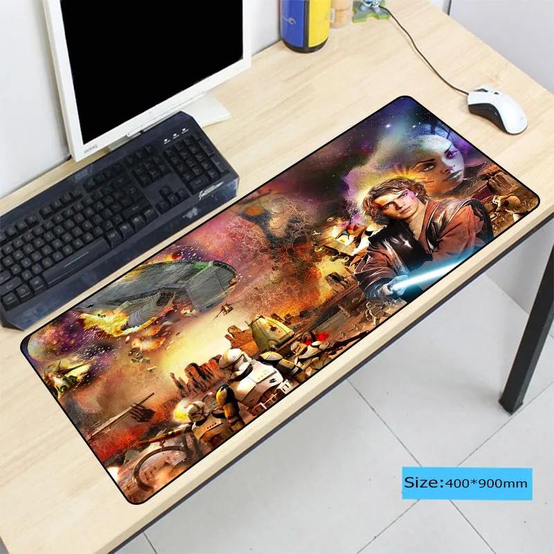 Большой игровой коврик для мыши Star War XXL Прошитые края водонепроницаемый