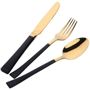 

3PCS/Set Western Dinnerware Sets Tableware Set Kits Rose Golden Cutlery Set Stainless Steel Kitchen Boutique