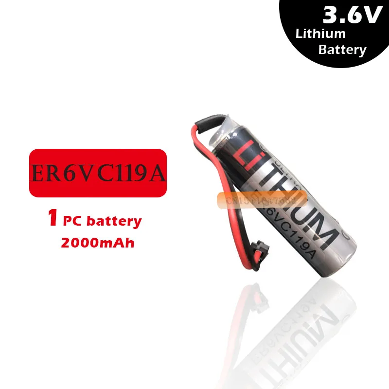 

1Pcs/Lot 100% Original New For TOSHIBA ER6V ER6VC119A 3.6V 2000mAh PLC Battery With Black Plug Free Shipping