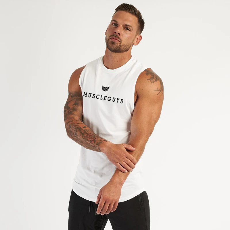 Muscleguys Marke Fitness Herren Muslce Weste Gym Tank Top Männer Baumwolle Bodybuilding Singuletts Mode Oansatz Sport Ärmelloses Shirt – Detail 13