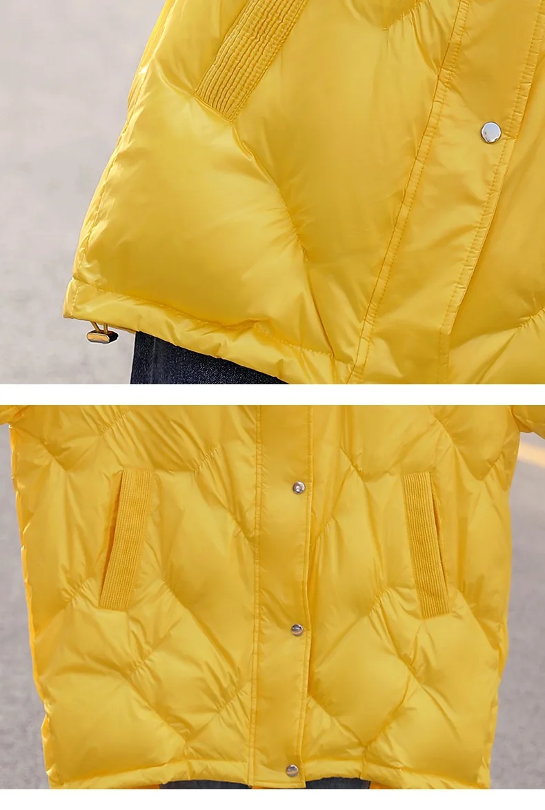 WLG family matching clothes mother and daughter down coats 90% white duck down long style yellow dark blue down coat