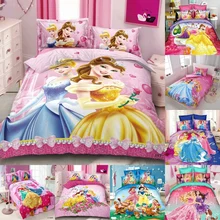 Disney Золушка Белла 2 Принцесса Рапунцель комплект постельных принадлежностей для девочек Дети Пододеяльник Простыня наволочка детский подарок 1,2 м кровать