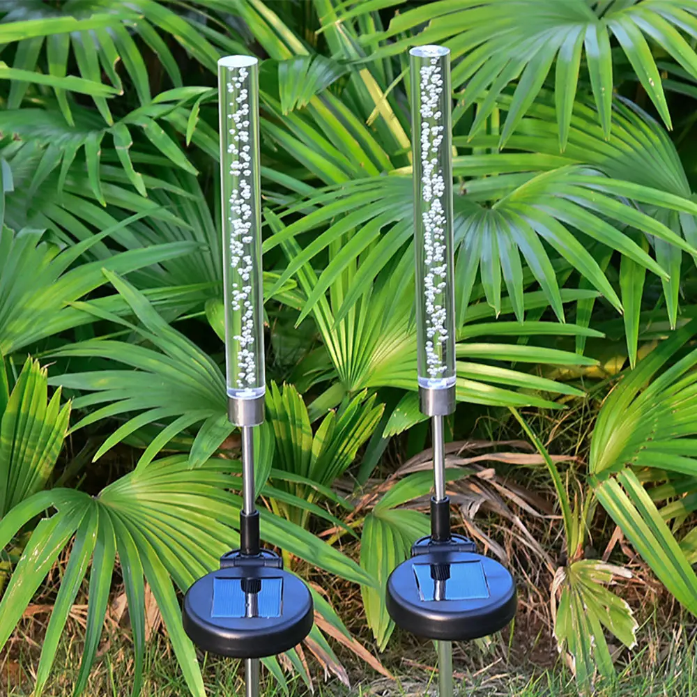 

2pcs Solar Tube Lights Solar Bubble RGB Color Changing Garden Stake Lights for Garden Patio Backyard Pathway Decoration