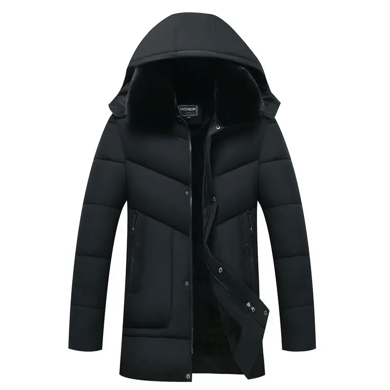 2020 New Winter Jacket Men Thick Casual Men's Fur Collar Windproof Parkas Hip Hop Streetwear Velvet Warm Coat Clothing | Мужская