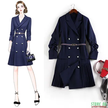 

Large Heavy Industry Women Party Pleated Design Long Sleeve Autumn 2020 New Style Dress Big Sizes Clothes Vestidos Dresses 10757