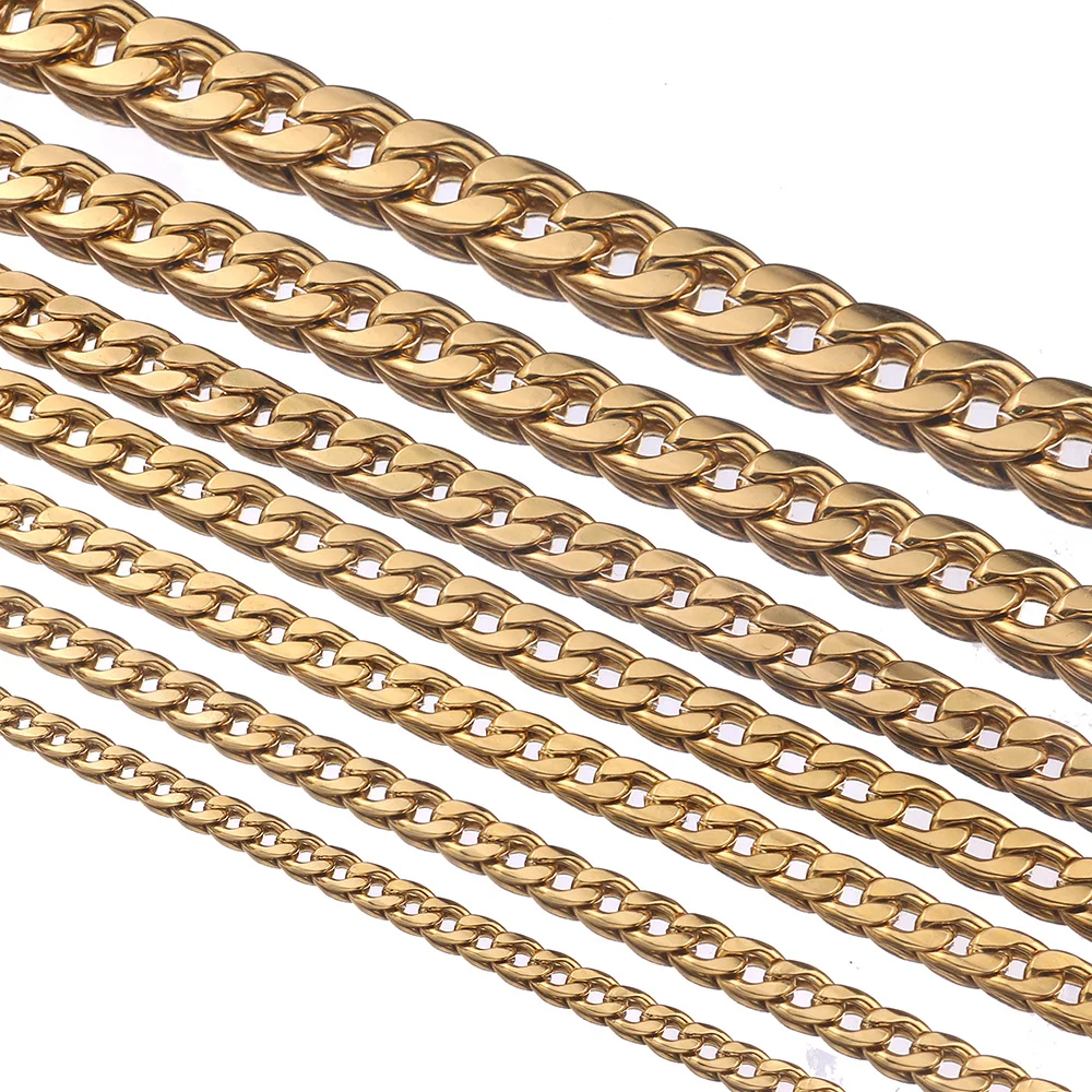

Gold Hip Hop Heavy Miami Cuban Chain Stainless Steel Figaro 1:1 Chain for DIY Handmade Necklace Bracelet Making Supplies