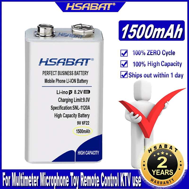 Литий-ионный аккумулятор HSABAT 9 В 6F22 1500 мА/ч литиевая батарея Micro USB для мультиметра