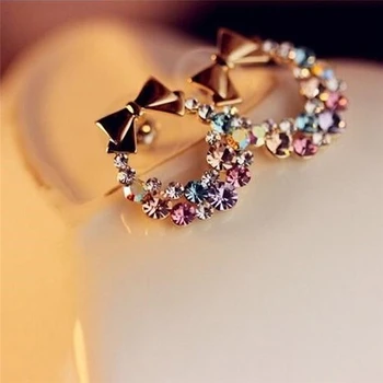 

1pair Elegant Fashion Cute Women Lady Crystal Rhinestone Ear Stud Earrings Jewelry Gift