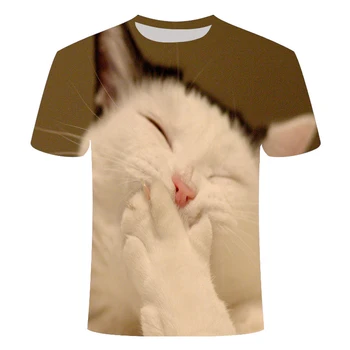 

2020 summer new men and women t-shirt 3D printing cute cat casual Harajuku style t-shirt
