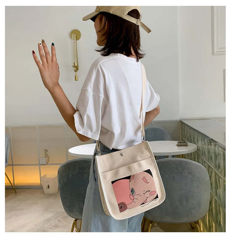 Canvas Bag Women's Shoulder Japanese-style INS WOMEN'S Bag Student Backpack Korean-style Versatile Large Capacity Shoulder Carry