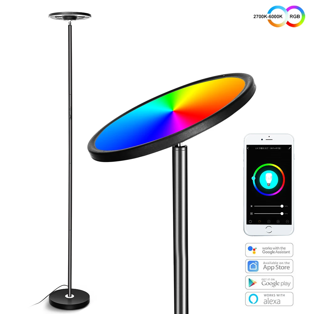 Modern LED Floor Lamp Smart WIFI Remote Control Dimmable Standing Lamps LED Corner Light With USB Charging Port For Living Room