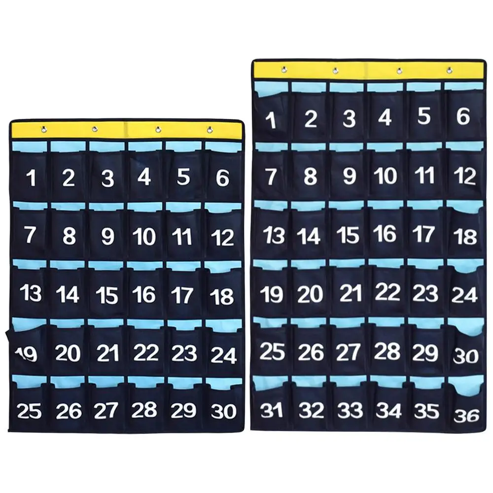 

30 Pockets Numbered Organizer Classroom Pocket Chart for Cell Phones Calculators Holders