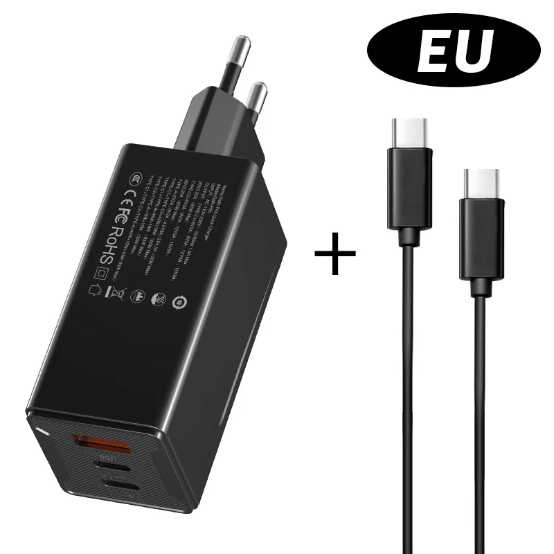 Transpeed GaN 65W Fast Charger 65W USB-C Quick Charge Type-C Wall Fast USB Charger EU US plug For iPhone QC3.0 PD3.0 5V 2A/4.5A 65w charger phone Chargers