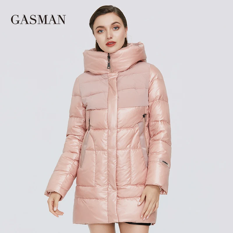GASMAN 2020 Новинка Бежевая длинная теплая парка женская зимняя куртка пальто модная
