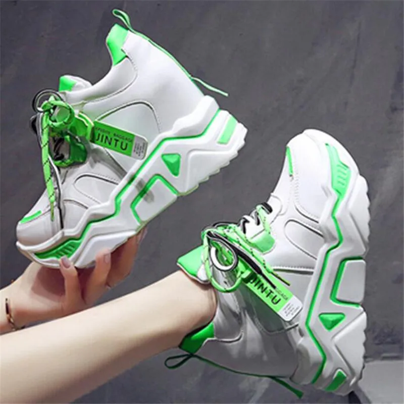 

New Women's Increased Internal Sneakers Spring Summer Fashion Platform Wedge Shoes 10cm High heels Lady Breathable Walking Shoes