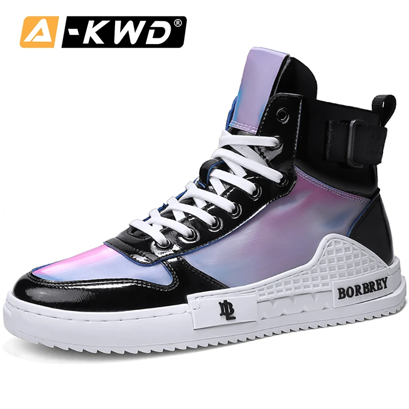 ホット販売ヒップホップの靴高トップのレザースニーカー男性ファッションbassiriana秋通気性スニッカーズカジュアルカラフルなスニーカー男性 Aliexpress