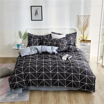 

Geometric lines Bedding Set Black Duvet cover pillowcase Bed Linen Single Queen King Size Bedclothes home textiles