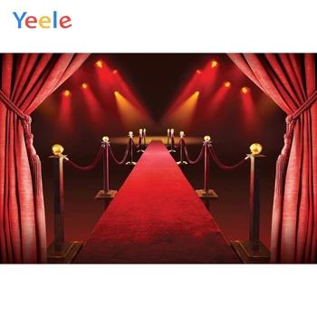 

Red Curtain Carpet Light Stage Baby Birthday Party Backdrop Photographic Backdrops Vinyl Photography Background For Photo studio