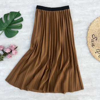 

2020 Autumn & Winter New Arrival Korean Version Pleated Skirt High Waist Metallic Gloss Umbrella Skirts Free Shipping