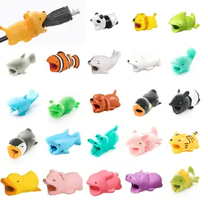 Протектор кабеля в виде животных, милый мультяшный органайзер для намотки кабеля для USB-зарядки, кабеля для наушников, украшение для мобильн...