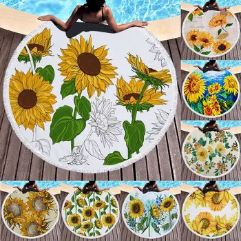 

Sunflower Printed Beach Towel For Adult Colorful Quicksand Pattern Microfiber Shower Bath Towel Travel Blanket Swimming Cover