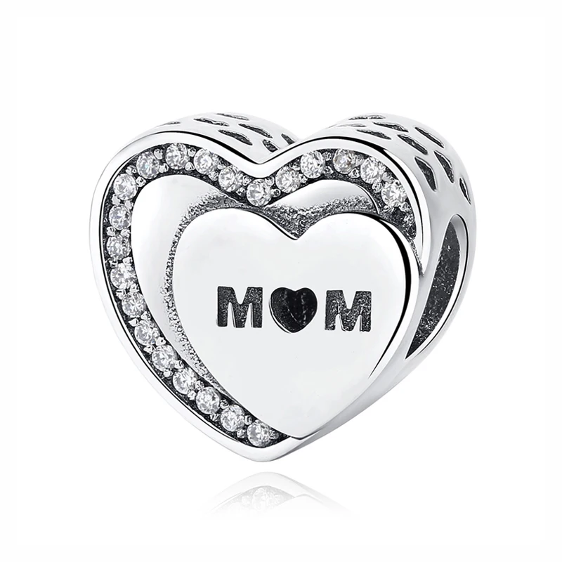 Tribute to Mom 925 пробы, серебряный шарм, бусина, идеальная для мамы, для дома, подвеска в виде сердца, любовь, Подходит для Пандора, браслеты для женщин, сделай сам, ювелирное изделие - Цвет: Tribute to Mom