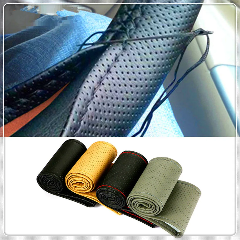 Car Braid Wheel Steering Cover Thread leather 38cm Auto for KIA RIO K3 K4 K5 Sportage SORENTO venga Hyundai Avante Sonata | Автомобили и