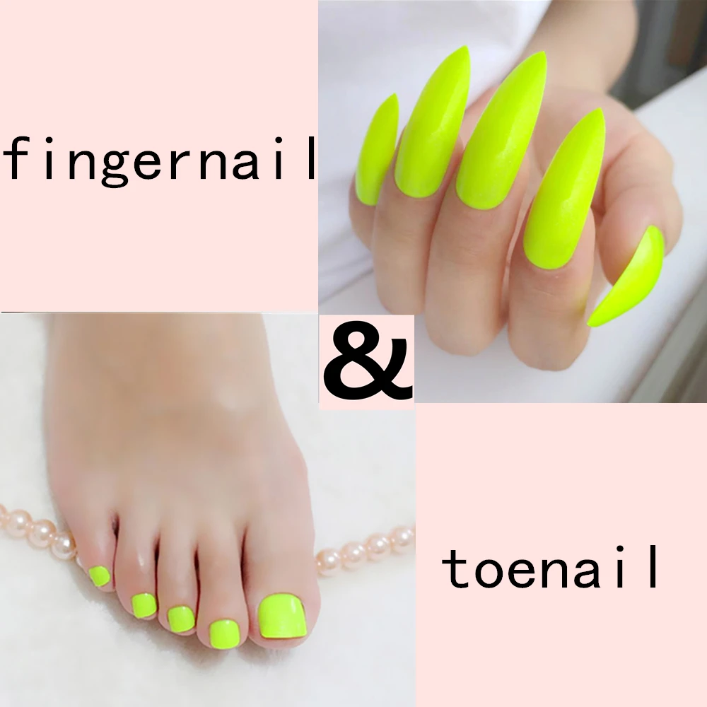 

Bright Yellow Manicure False Nails Press On Artificial Toenails For Design DIY Macaron Full Cover Tips