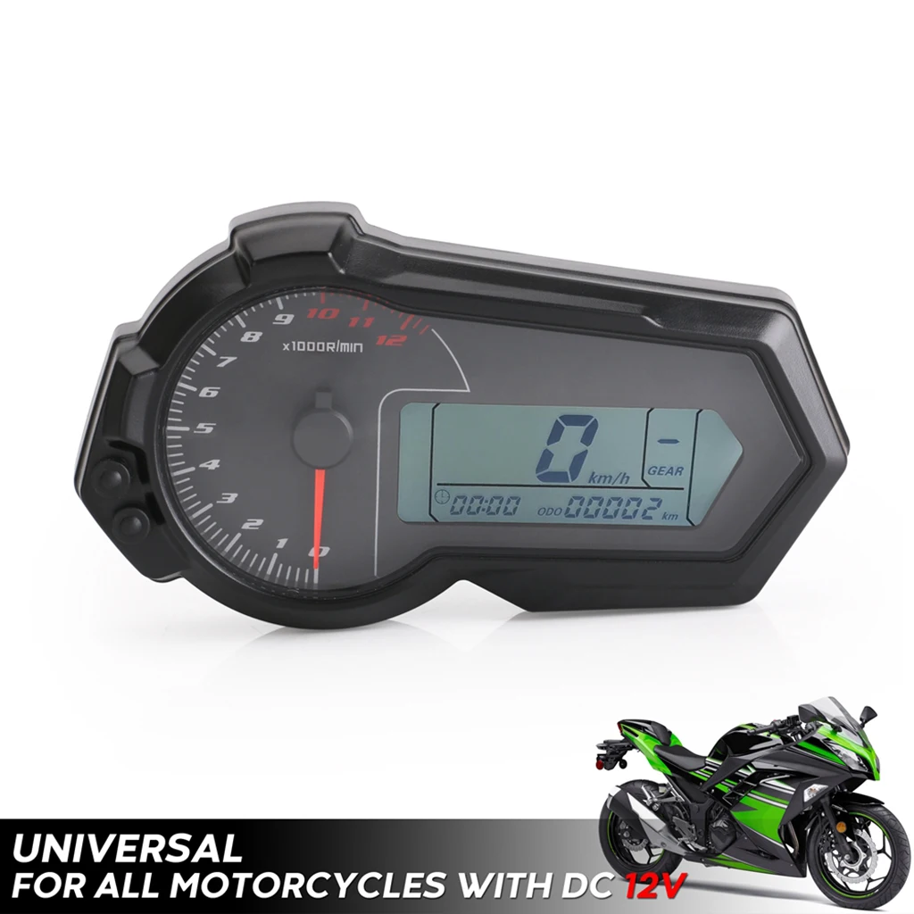 Universal LCD Motorcycle Speedometer Odometer  Fuel Gauge DIY 