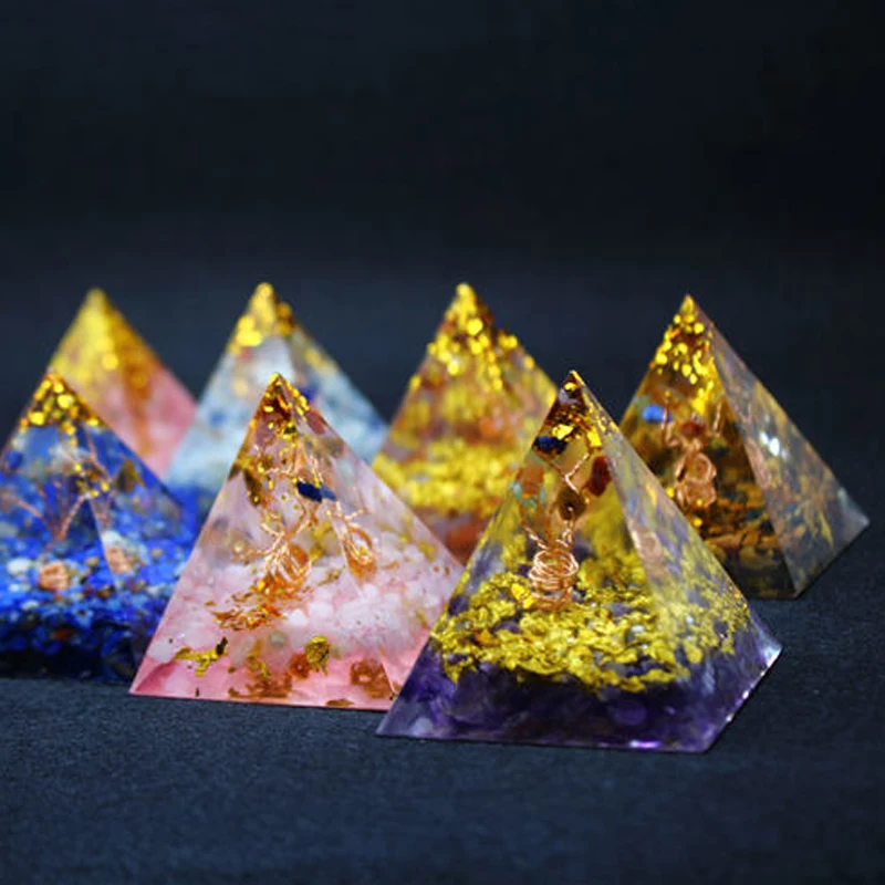 

Orgonite Pyramid 5cm 7Chakra Crafts Jewelry Resin Pyramid Crystal Lapis Charm Gathering Fortune Helping Soothe the soul Chakra