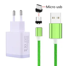 Магнитный Micro USB светодиодный световой провод для samsung huawei honor 7A Xiaomi Redmi 6A LG alcatel htc зарядное устройство для мобильного телефона