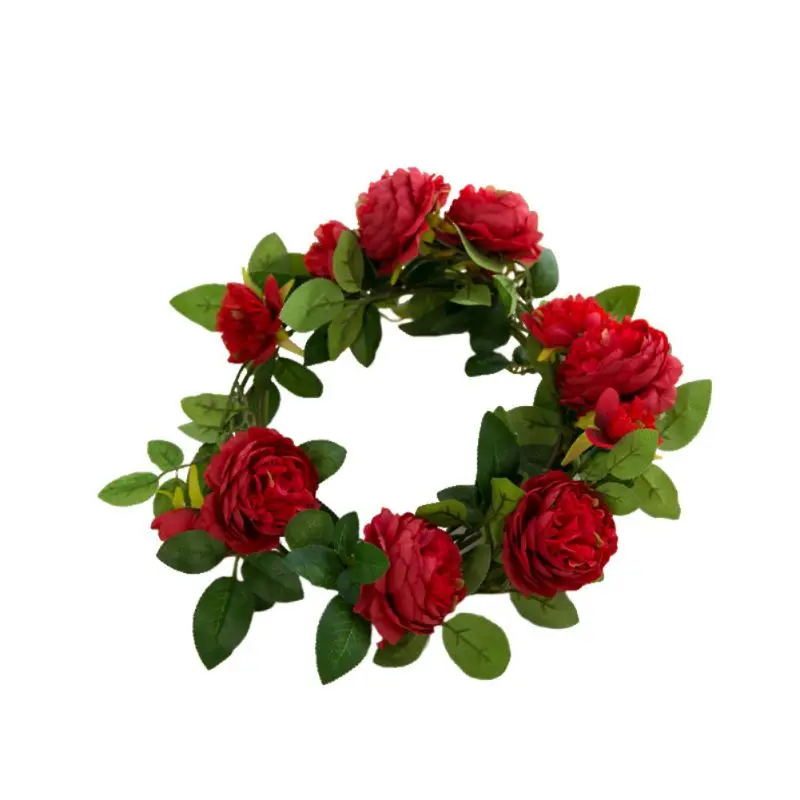 Rose Peony Flowers Vine Artificial Flower Ring Fake Flower Rattan Wedding Arch Decoration Vine Home Weeding Party Decor 70 Inch