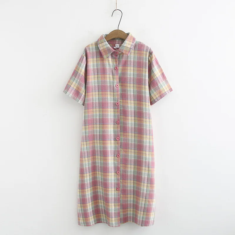 

Egg French Retro Yamamoto Wisdom Smoked Skirt over-the-Knee Super Fairy Sweet Plaid Shirt Dress Best Friend-Dress