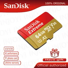 SanDisk-carte micro sd Extreme, 32 go/64 go, sdxc, classe 10, U3, v30, carte mémoire