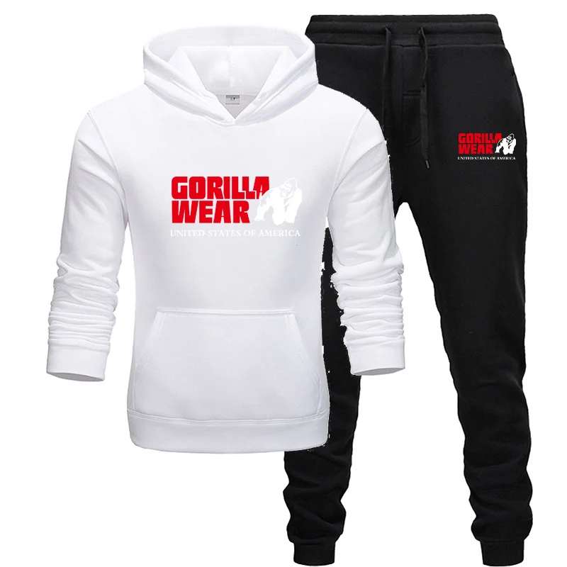 6 Спортивный костюм; модная спортивная одежда GORILLA; комплект из двух предметов; хлопковая флисовая толстовка с капюшоном+ брюки; спортивный костюм - Цвет: 6