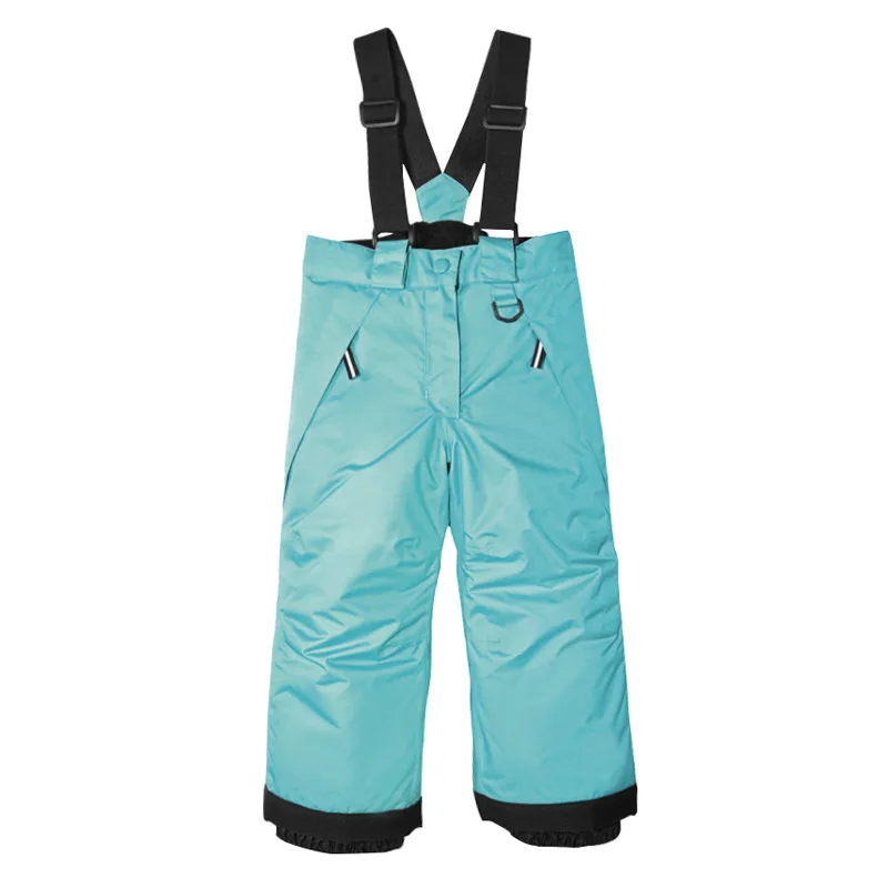 Dollplus/ детские зимние лыжные штаны; уличные теплые брюки для сноубординга; водонепроницаемые дышащие зимние лыжные штаны для девочек и мальчиков - Цвет: Sky Blue B