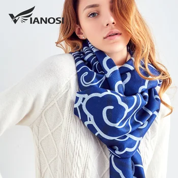 

[VIANOSI] Blue Winter Wool Scarf Women Print Shawl and Scarves Warm bandana women Luxury bufandas invierno mujer 2018
