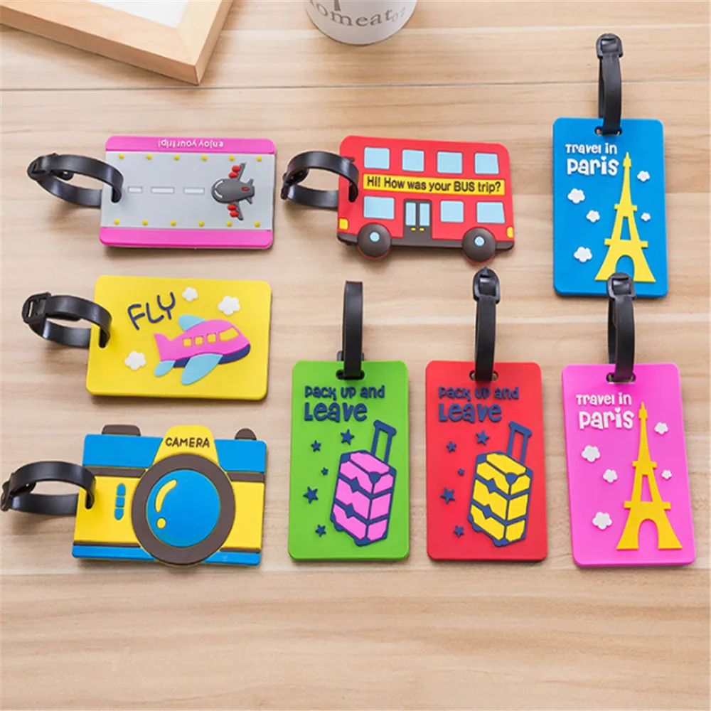 

1 pcs Cartoon Cute Luggage Tag Silicone Women Men Travel Suitcase Tag Name Addres Holder Travel Accessories New Arrive