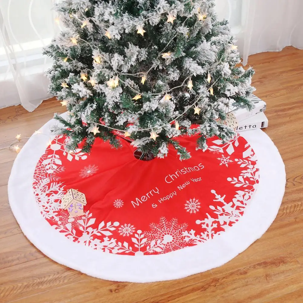 

90cm/122cm Christmas Tree Skirt High-Grade Plush Sequins Embroidered Christmas Tree Group Decor for Home New Year Xmas Decor
