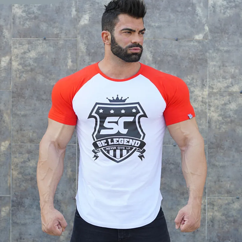 

Men t shirt New summer Fitness Bodybuilding Jogging Shirts Fashion Casual Male Short Sleeve cotton Tees Tops brand clothes