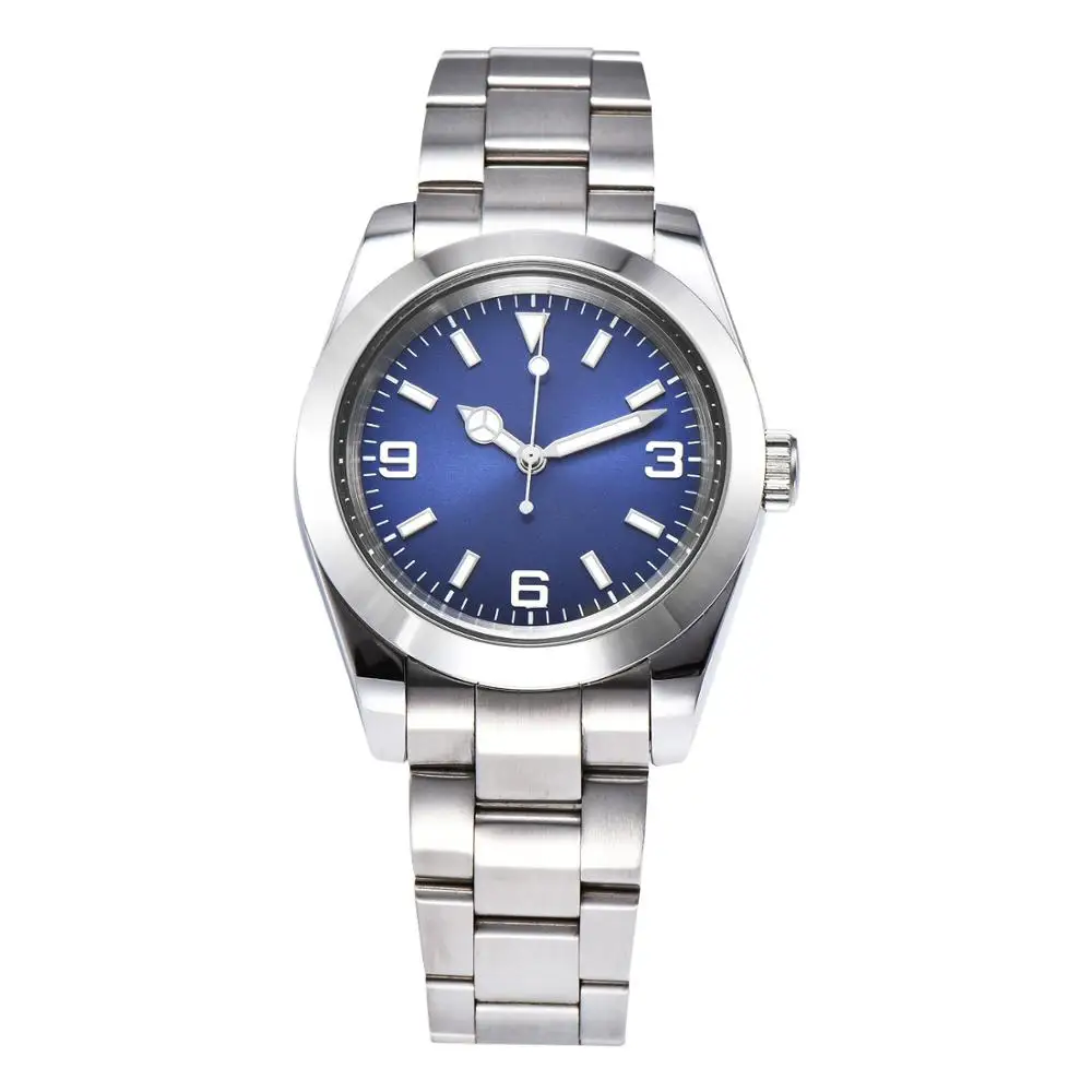 

2019 automatic watch men's fashion Aik new luminous hand oyst 39 mm polished solid steel case blue dial bracelet 2252
