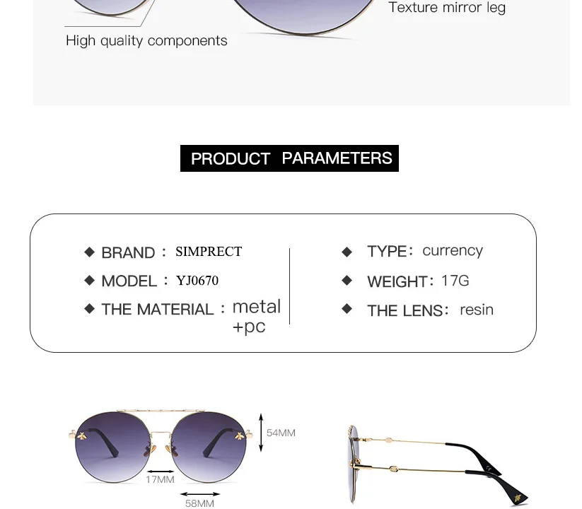 Q·VISELD Gradient Round Sunglasses Women Retro Metal Bee Sun Glasses Fashion High Quality Vintage Lunette De Soleil Femme