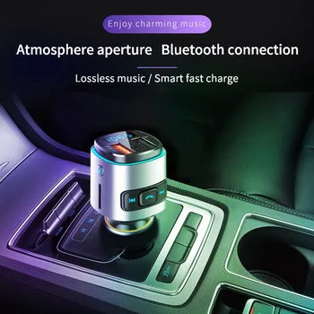 

Car Mp3 Bluetooth FM Player Card Car Adapter with QC3.0 Charging , 7 Colors LED Backlit Wireless and Free Calling, Supports TF C
